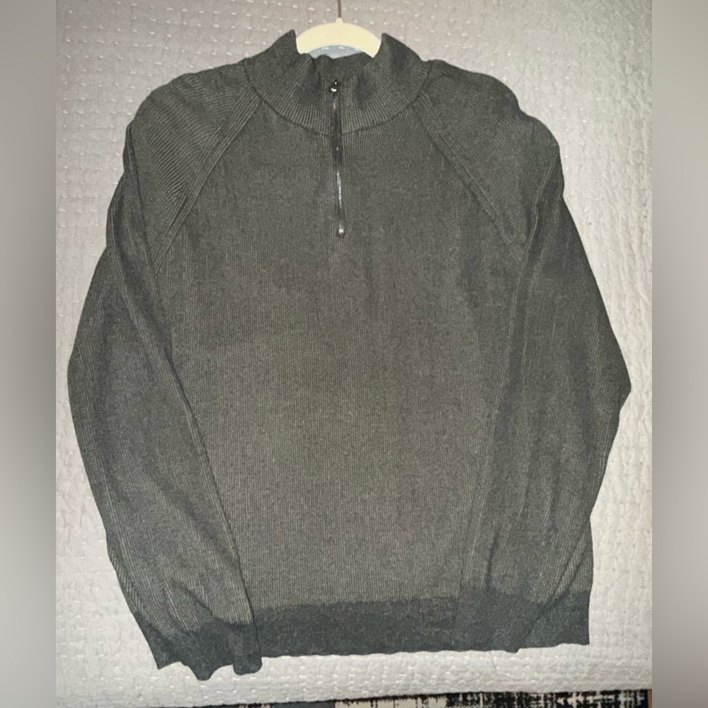 Banana republic Men's ribbed hunter green  Half-Zip Sweater